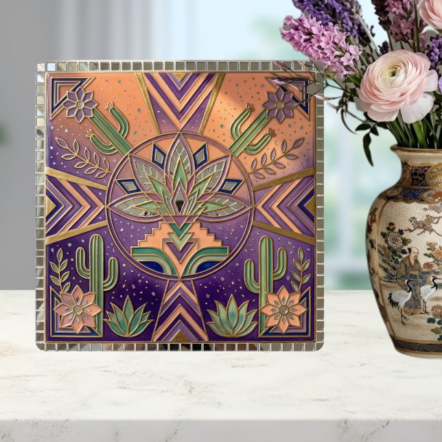 Southwestern Geometric Floral Cactus Desert Tile (Creator Uploaded)