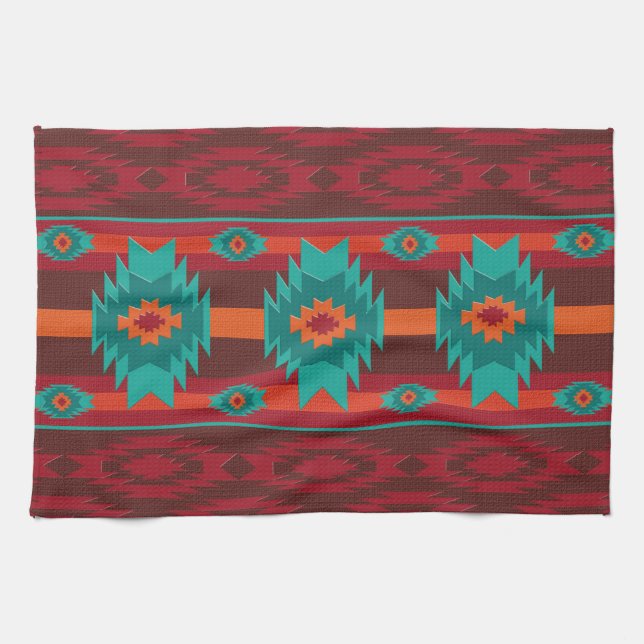 Southwestern geometric pattern. kitchen towel (Horizontal)