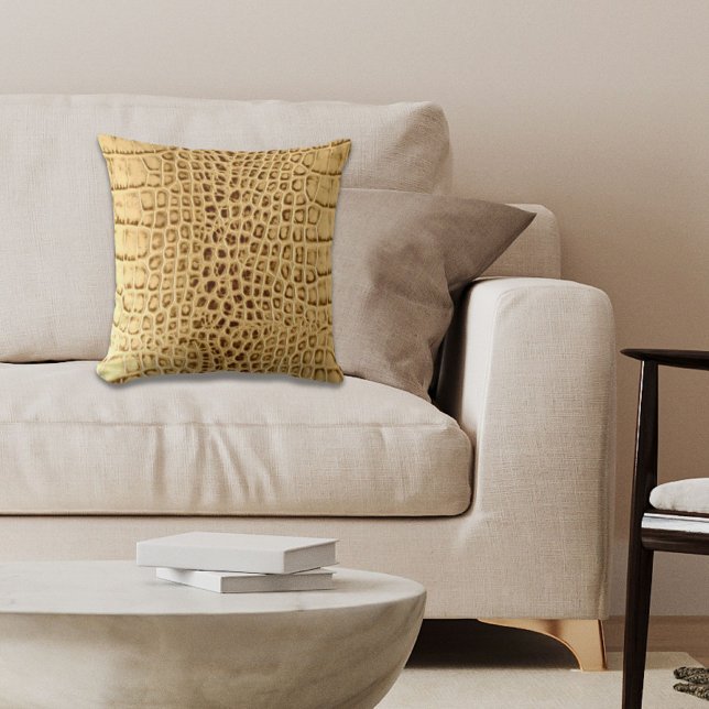 southwestern Gold brown Alligator Leather Throw Pillow (southwestern Gold brown Alligator Leather Throw Pillow)