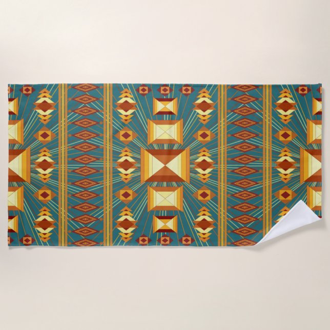 Southwestern Golden Sun Rays Indian Blanket Design (Front)