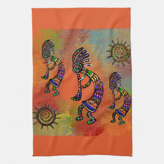 SOUTHWESTERN  KOKOPELLI ART        KITCHEN TOWEL (Vertical)