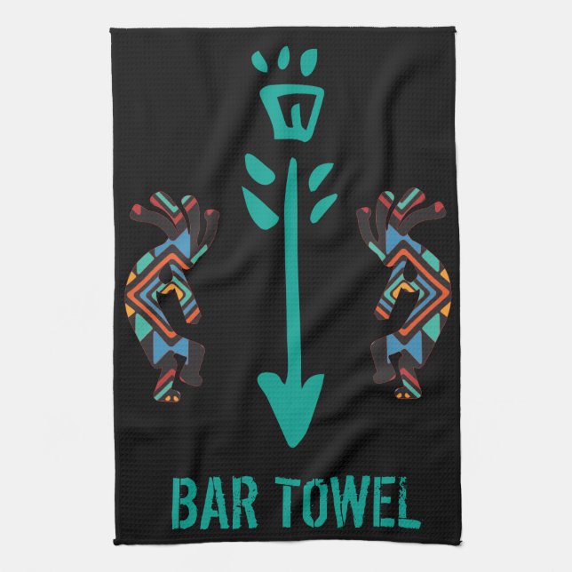 Southwestern Kokopelli Bar Towel  (Vertical)