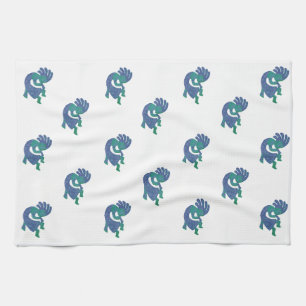 Southwestern Kokopelli Blue Green Pattern Kitchen Towel