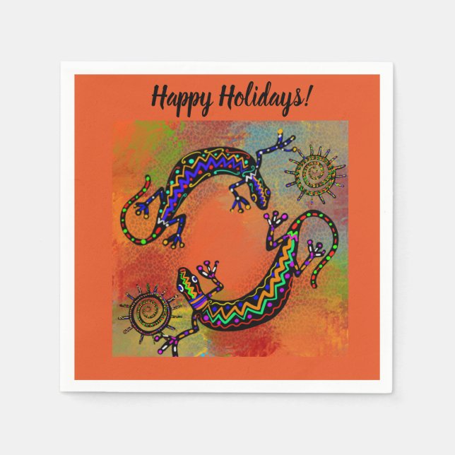 SOUTHWESTERN  LIZARD ART    NAPKIN (Front)