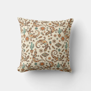 Southwestern Lizards Throw Pillow