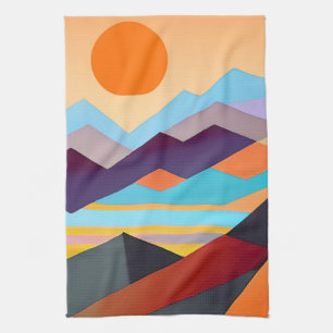 Southwestern Mountains Geometric Abstract Kitchen Towel