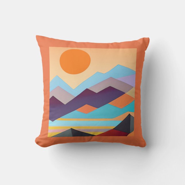 Southwestern Mountains Geometric Abstract  Outdoor Pillow (Front)