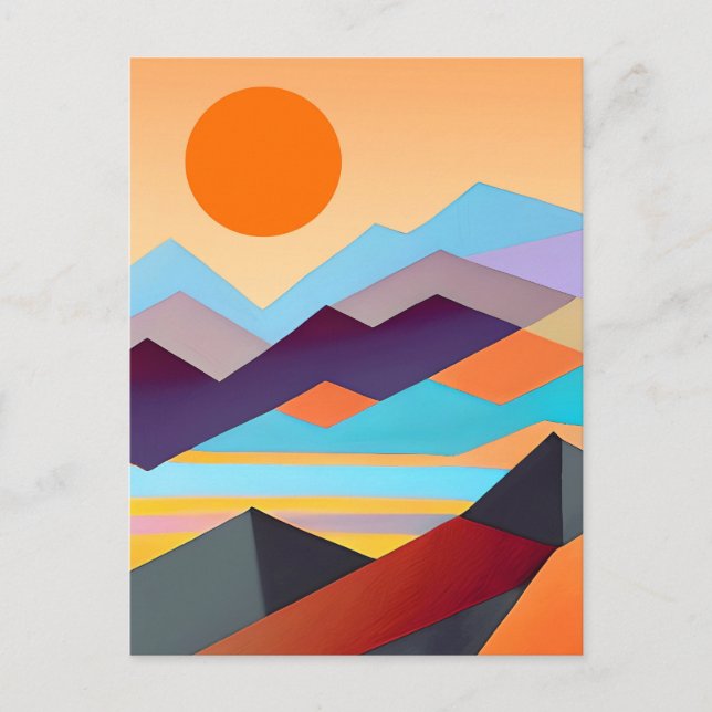 Southwestern Mountains Geometric Abstract  Postcard (Front)