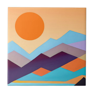 Southwestern Mountains Geometric Abstract Tile