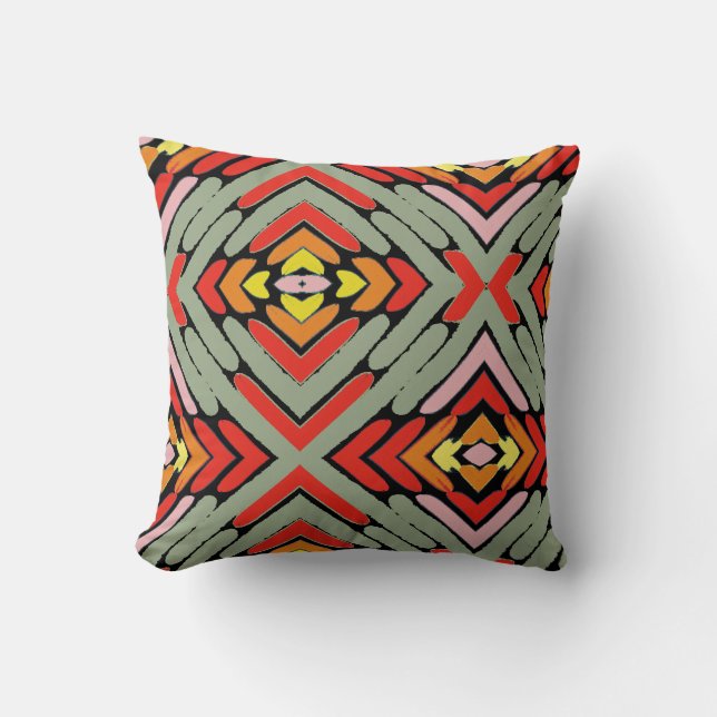 Southwestern Multicolored Pattern Throw Pillow (Front)