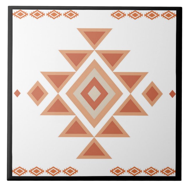 Southwestern Native Black and Desert Orange Tile (Front)
