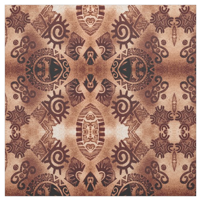 Southwestern Native Pictograph Brown Pattern Fabric (Swatch)