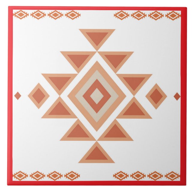 Southwestern Native Red and Desert Orange Tile (Front)
