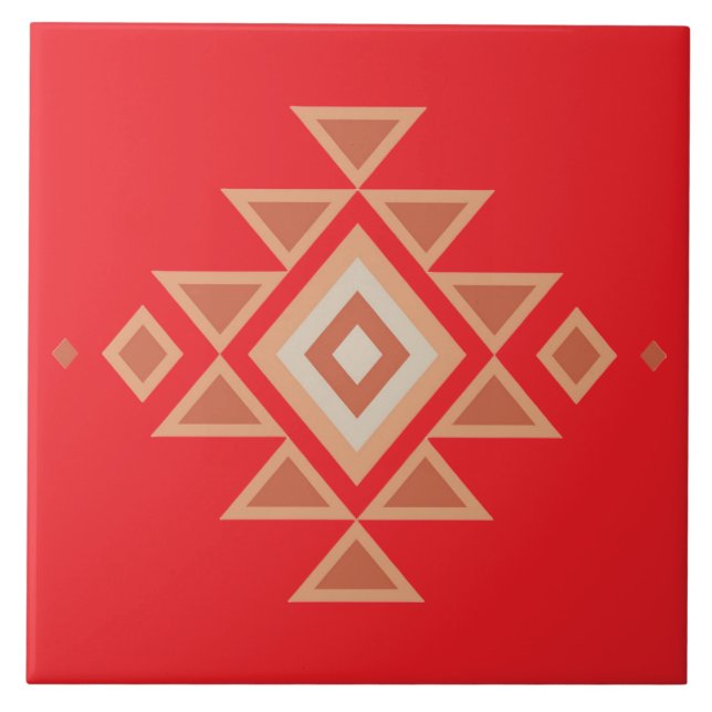 Southwestern Native Red and Desert Orange Tile (Front)