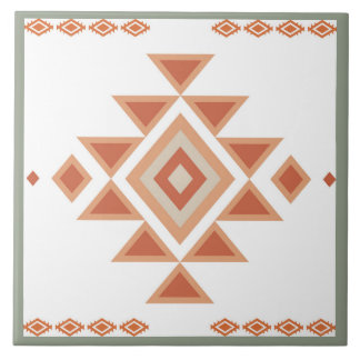 Southwestern Native Sage Green and Desert Orange Tile
