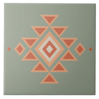 Southwestern Native Sage Green and Desert Orange Tile