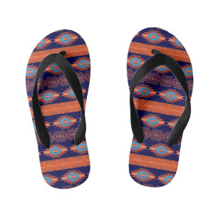 Southwestern navajo ethnic tribal pattern. kid's flip flops