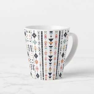 Southwestern Navajo Inspired Geometric Cream Teal  Latte Mug