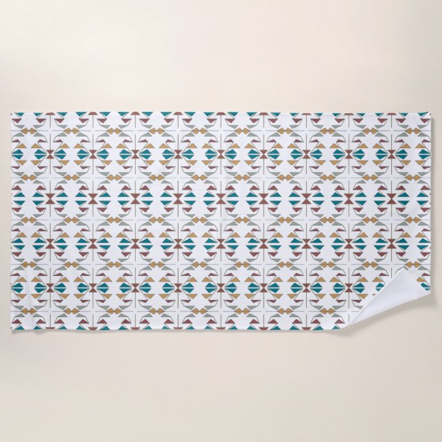 Southwestern Oblique Triangle Pattern Design Beach Towel (Front)