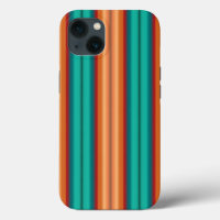 Southwestern Orange Red Turquoise Rainbow Stripes