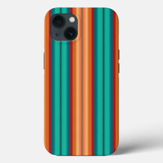 Southwestern Orange Red Turquoise Rainbow Stripes Case-Mate iPhone Case (Back)