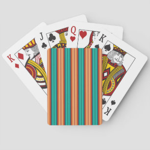 Southwestern Orange Red Turquoise Rainbow Stripes Playing Cards