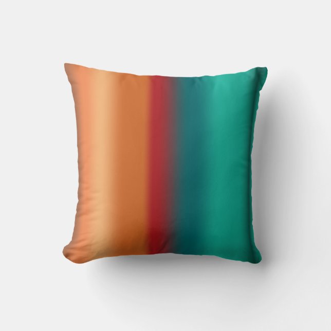 Southwestern Orange Red Turquoise Rainbow Stripes Throw Pillow (Front)