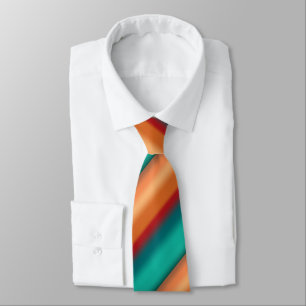 Southwestern Orange Red Turquoise Rainbow Stripes Tie