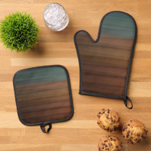 Southwestern Painted Desert Faux Wood Oven Mitt & Pot Holder Set