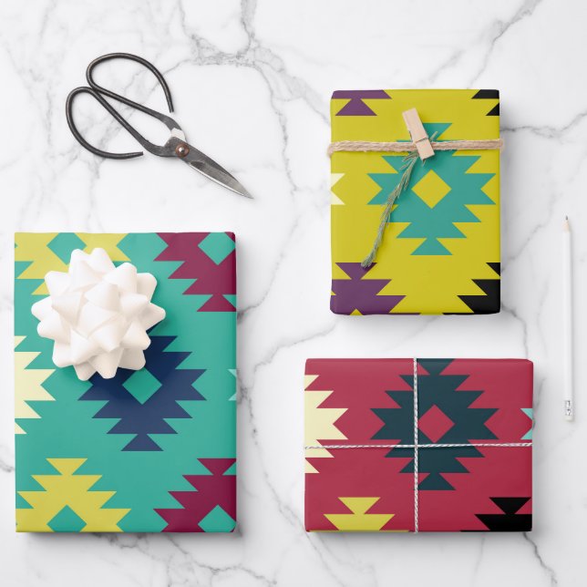 Southwestern Pattern Wrapping Paper Sheet (Front)
