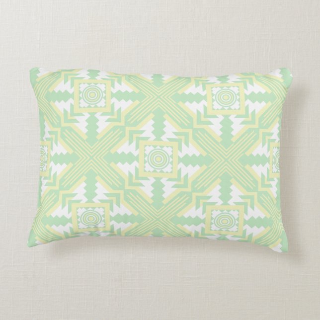 Southwestern Pattern Yellow Green White Decorative Pillow (Back)