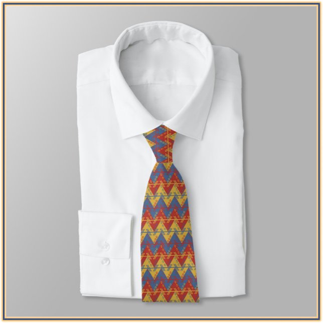Southwestern Red Gold and Blue Pattern  Tie (Creator Uploaded)