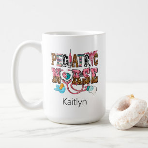 Southwestern Retro Pediatric Nurse Typography Coffee Mug