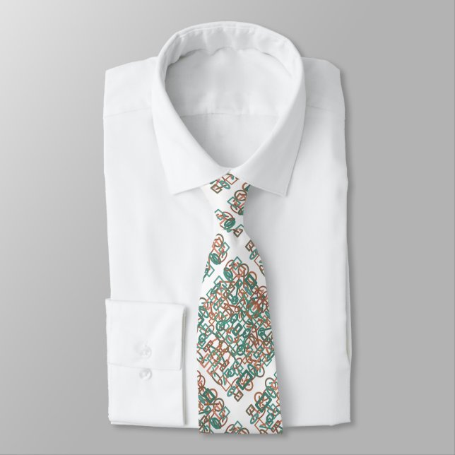 Southwestern Rust And Turquoise Line Art Drawing  Tie (Tied)