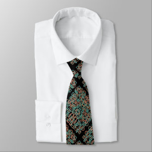 Southwestern Rust And Turquoise Line Art Drawing  Tie