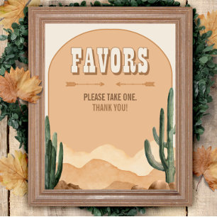 Southwestern Rustic Desert Cactus Favours Poster