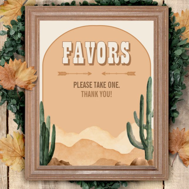 Southwestern Rustic Desert Cactus Favours Poster (Creator Uploaded)