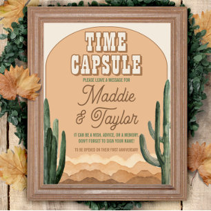 Southwestern Rustic Desert Cactus Time Capsule Poster