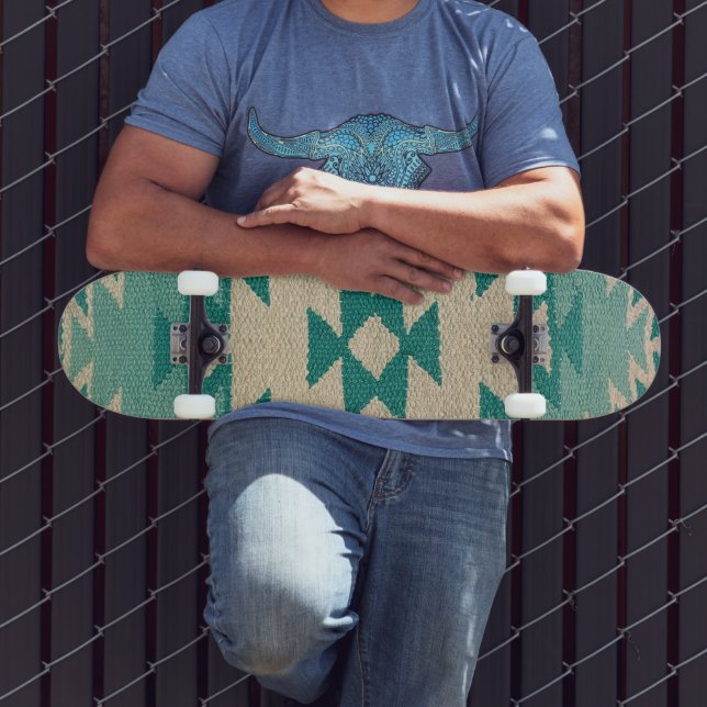 Southwestern Skateboard Deck, Navajo Teal (Outdoor 3)