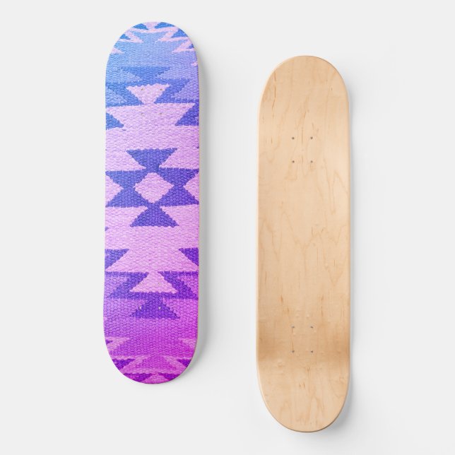 Southwestern Skateboard Deck Vibrant Blue & Purple (Front)