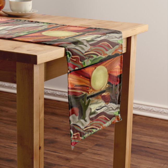 Southwestern Skies Abstract Art Medium Table Runner (In Situ)