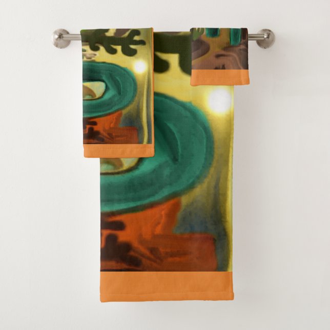 Southwestern Spanish Mission Abstract Art Bath Towel Set (Insitu)