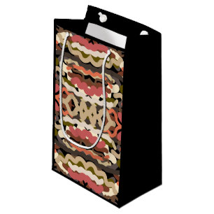 Southwestern Squiggly Wiggly Earth Tone Abstract Small Gift Bag
