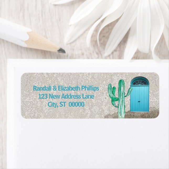 Southwestern Stucco Blue Doors Cactus Custom (Insitu)