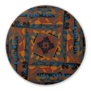 Southwestern Style Abstract Pattern Jagged Design Ceramic Knob