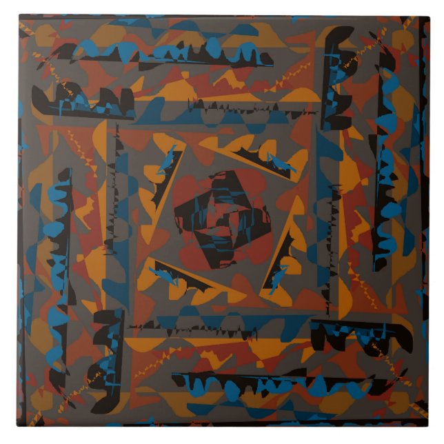 Southwestern Style Abstract Pattern Jagged Design Tile (Front)
