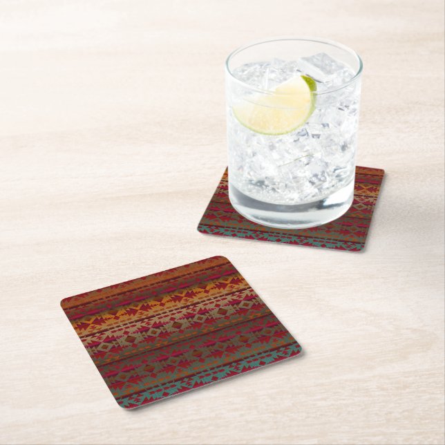 Southwestern Style Beautiful Square Paper Coaster (Insitu)