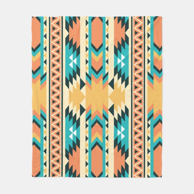 Southwestern Style Boho Pattern Fleece Blanket (Front)