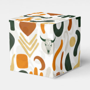 Southwestern style cactus bull skull cowboy hat favor box