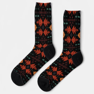 Southwestern Style Dark Aqua and Rust Beautiful Socks